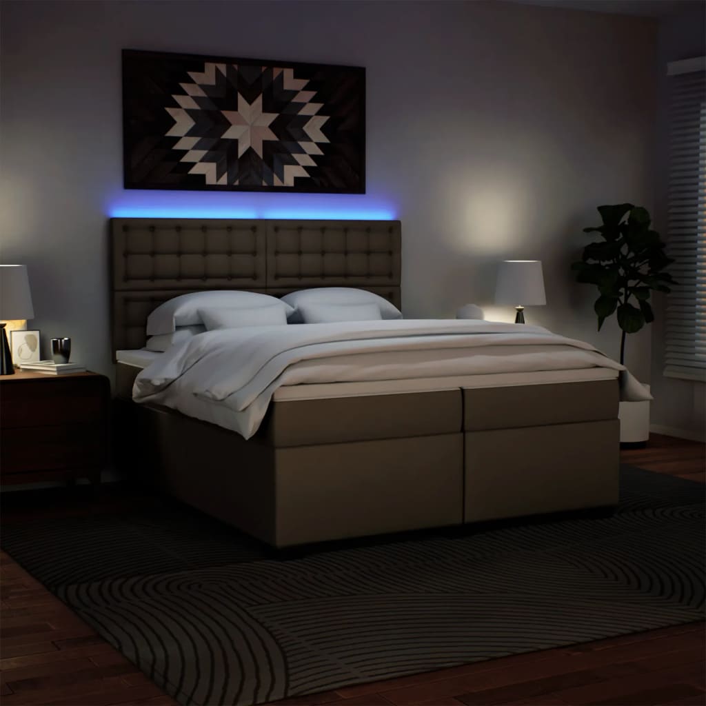vidaXL Boxspringbett Matratze Cappuccino-Braun 200x200cm Kunstleder