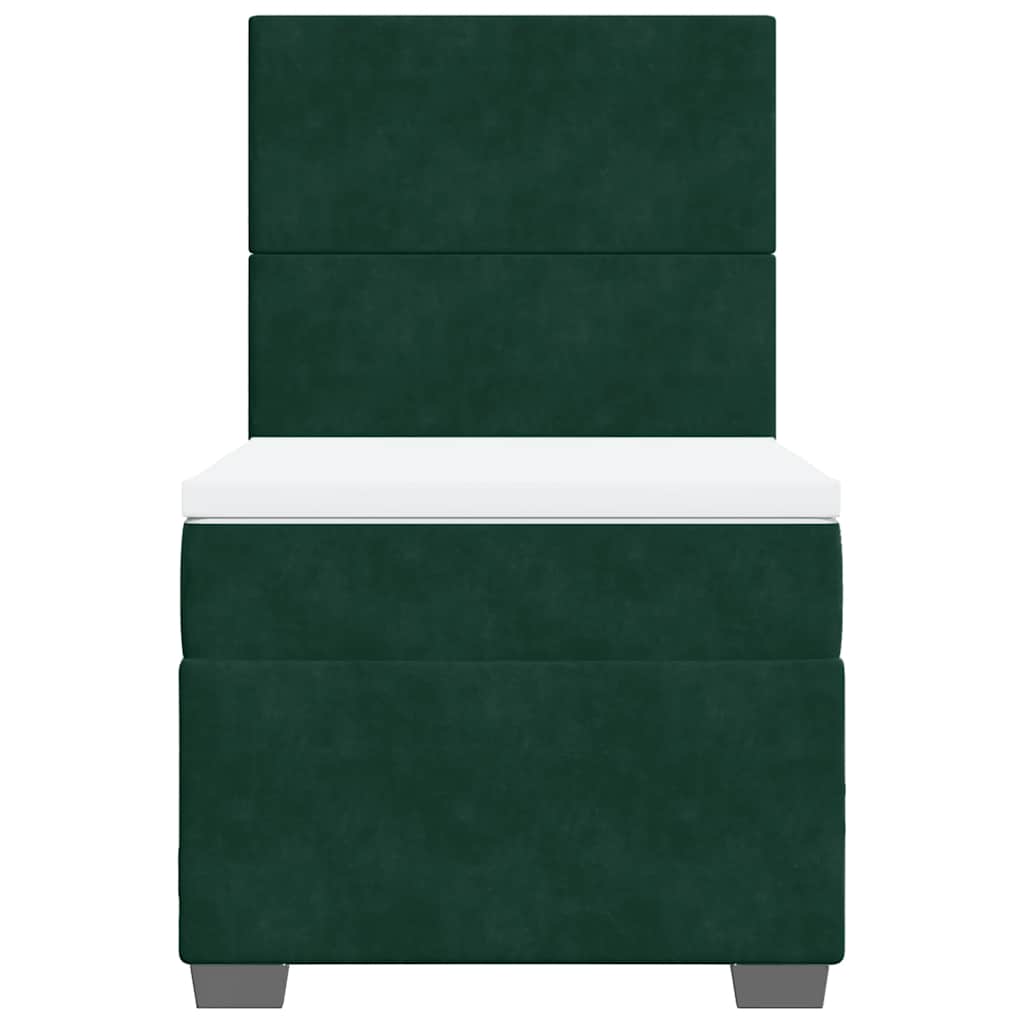 Boxspringbett mit Matratze Dunkelgrün 90x190 cm Samt