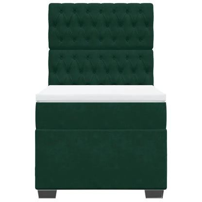 Boxspringbett mit Matratze Dunkelgrün 90x190 cm Samt