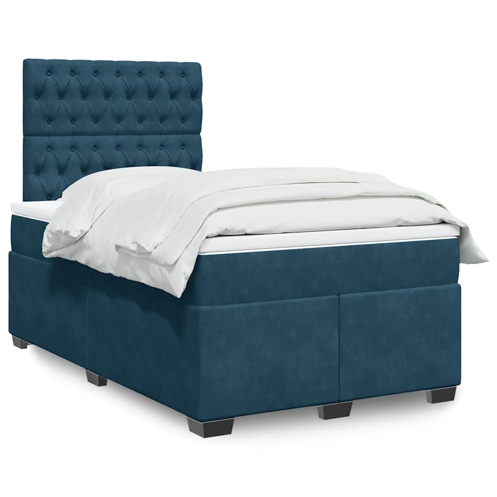 Boxspringbett mit Matratze Blau 120x200 cm Samt