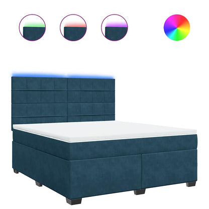 Boxspringbett mit Matratze Blau 180x200 cm Samt