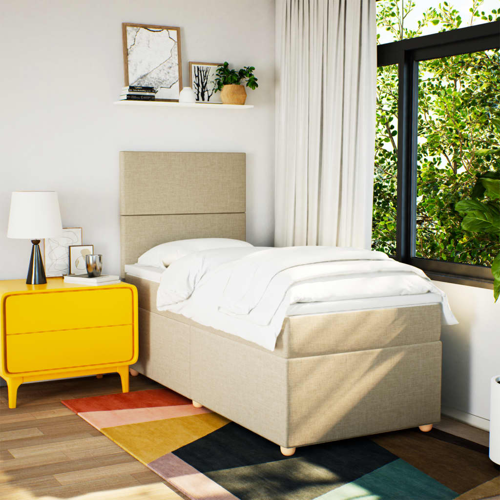 Boxspringbett mit Matratze Creme 90x200 cm Stoff