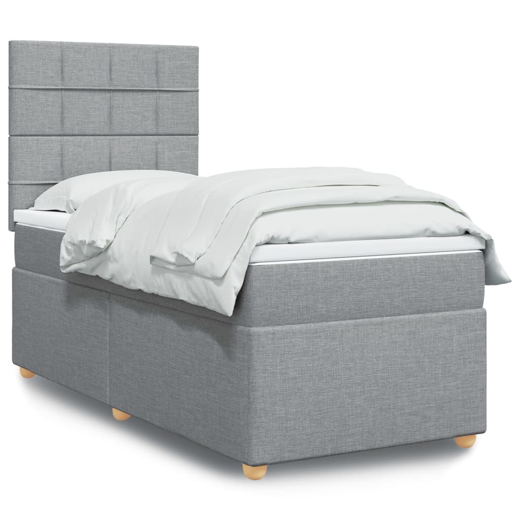 Boxspringbett mit Matratze Hellgrau 100x200 cm Stoff