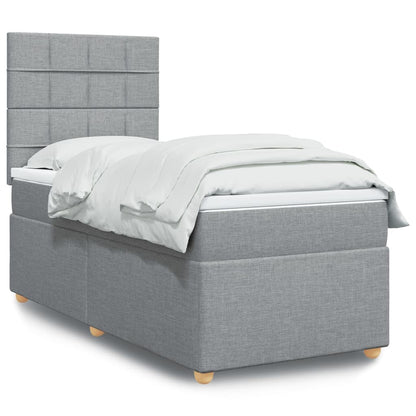 Boxspringbett mit Matratze Hellgrau 100x200 cm Stoff