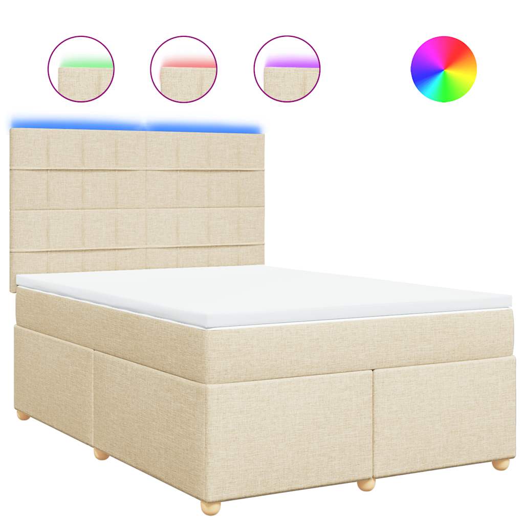 vidaXL Lit coffre avec matelas crème 140x190 cm Tissu