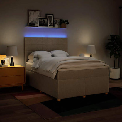 vidaXL Lit coffre avec matelas crème 140x190 cm Tissu