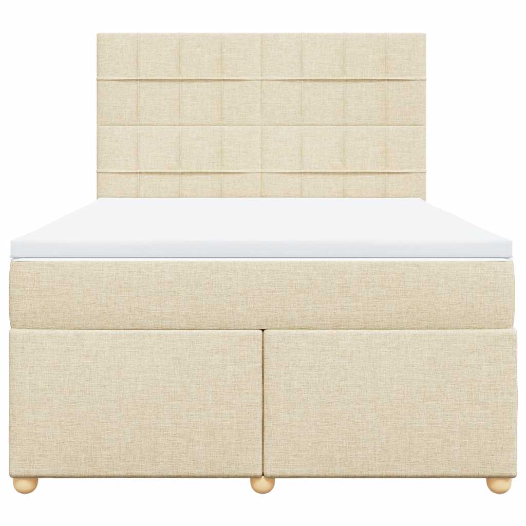 vidaXL Lit coffre avec matelas crème 140x190 cm Tissu