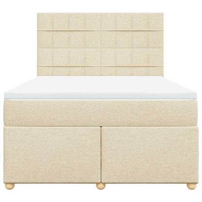 vidaXL Lit coffre avec matelas crème 140x190 cm Tissu