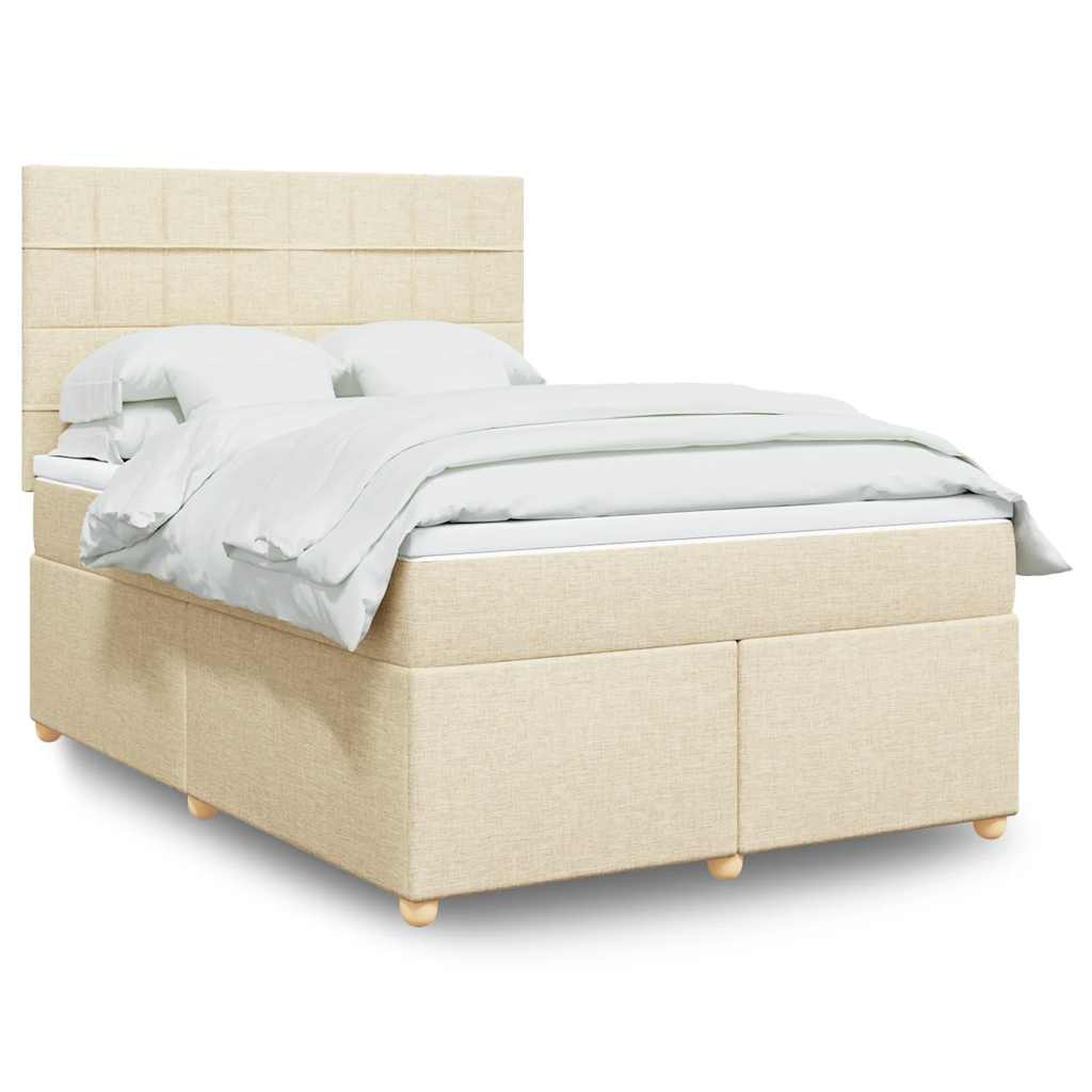 vidaXL Lit coffre avec matelas crème 140x190 cm Tissu