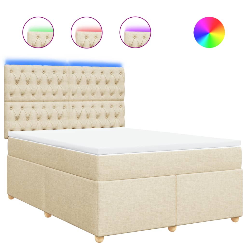 vidaXL Lit coffre avec matelas crème 140x190 cm Tissu