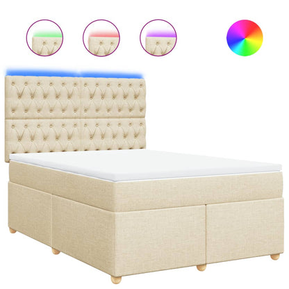 vidaXL Lit coffre avec matelas crème 140x190 cm Tissu