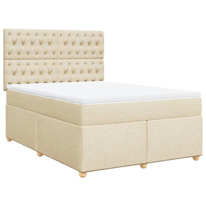 vidaXL Lit coffre avec matelas crème 140x190 cm Tissu