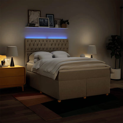 vidaXL Lit coffre avec matelas crème 140x190 cm Tissu