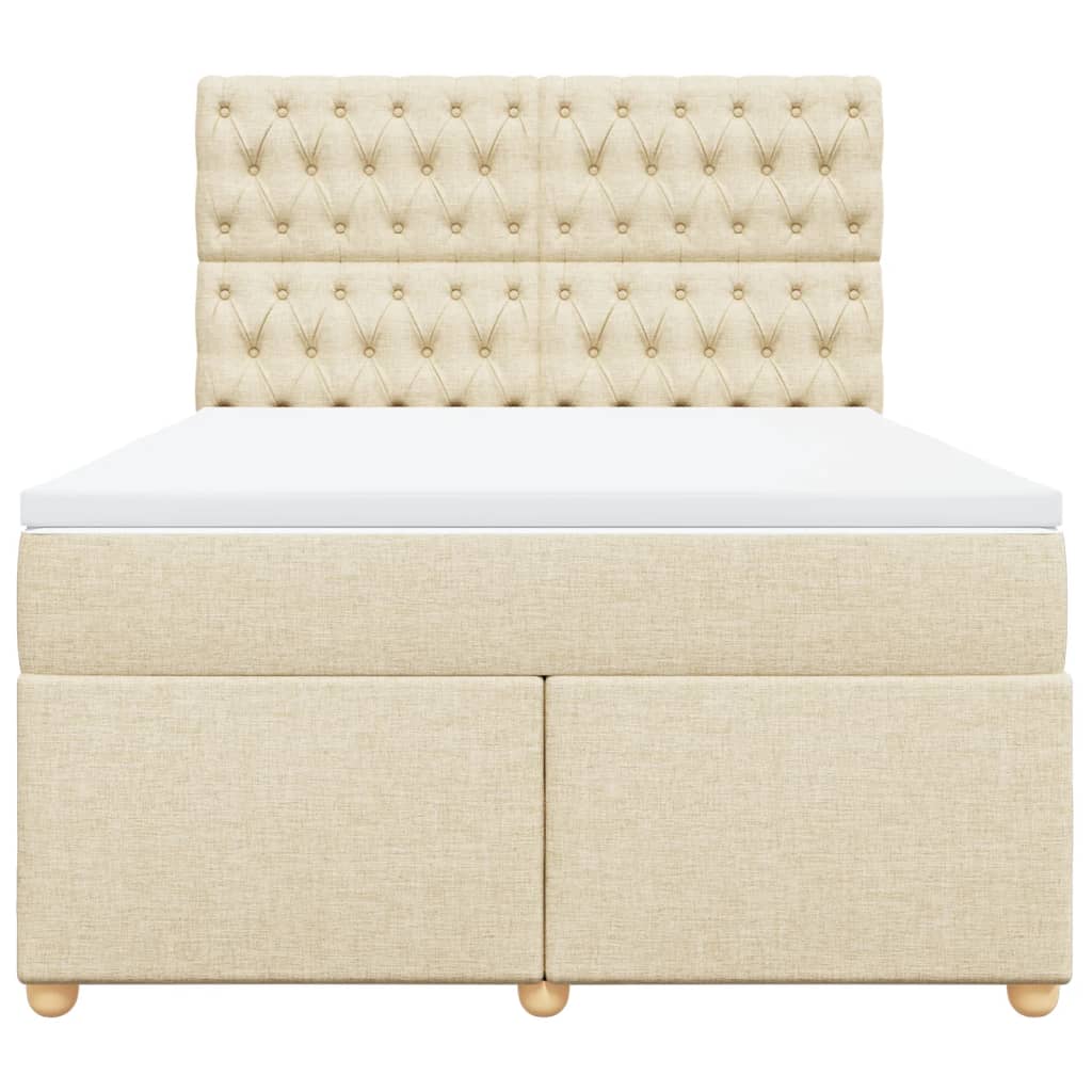 vidaXL Lit coffre avec matelas crème 140x190 cm Tissu