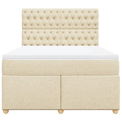 vidaXL Lit coffre avec matelas crème 140x190 cm Tissu