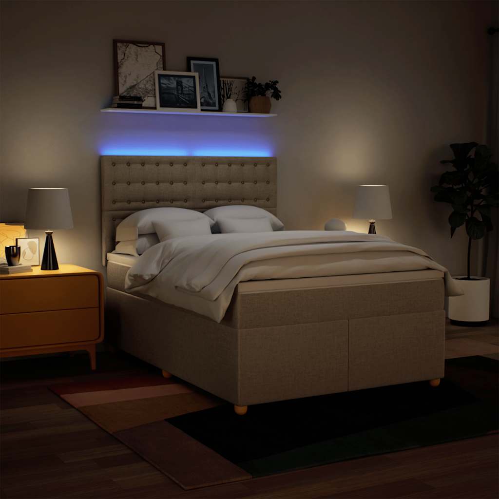 vidaXL Lit coffre avec matelas crème 140x190 cm Tissu