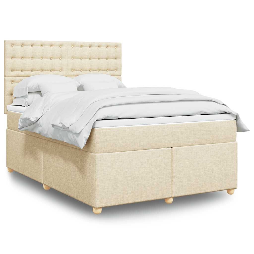 vidaXL Lit coffre avec matelas crème 140x190 cm Tissu