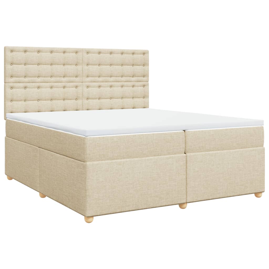 vidaXL Lit tapissier avec matelas Crème 200x200 cm Tissu