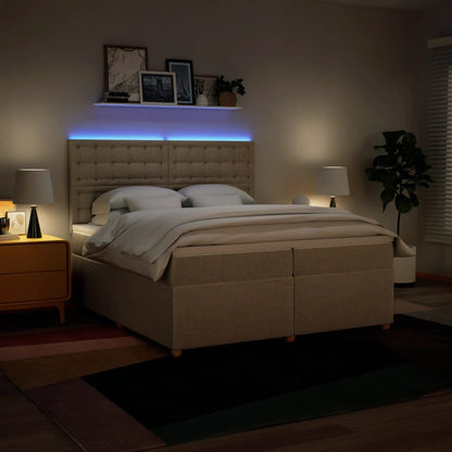 vidaXL Lit tapissier avec matelas Crème 200x200 cm Tissu