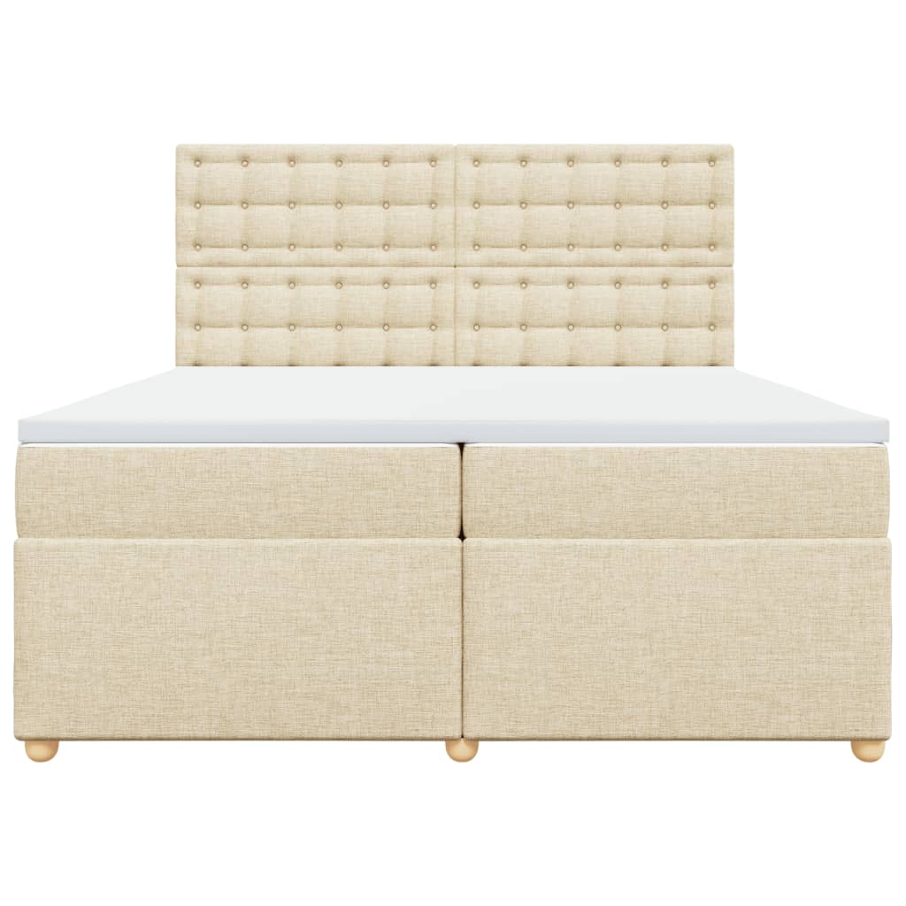 vidaXL Lit tapissier avec matelas Crème 200x200 cm Tissu