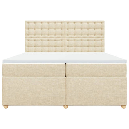 vidaXL Lit tapissier avec matelas Crème 200x200 cm Tissu