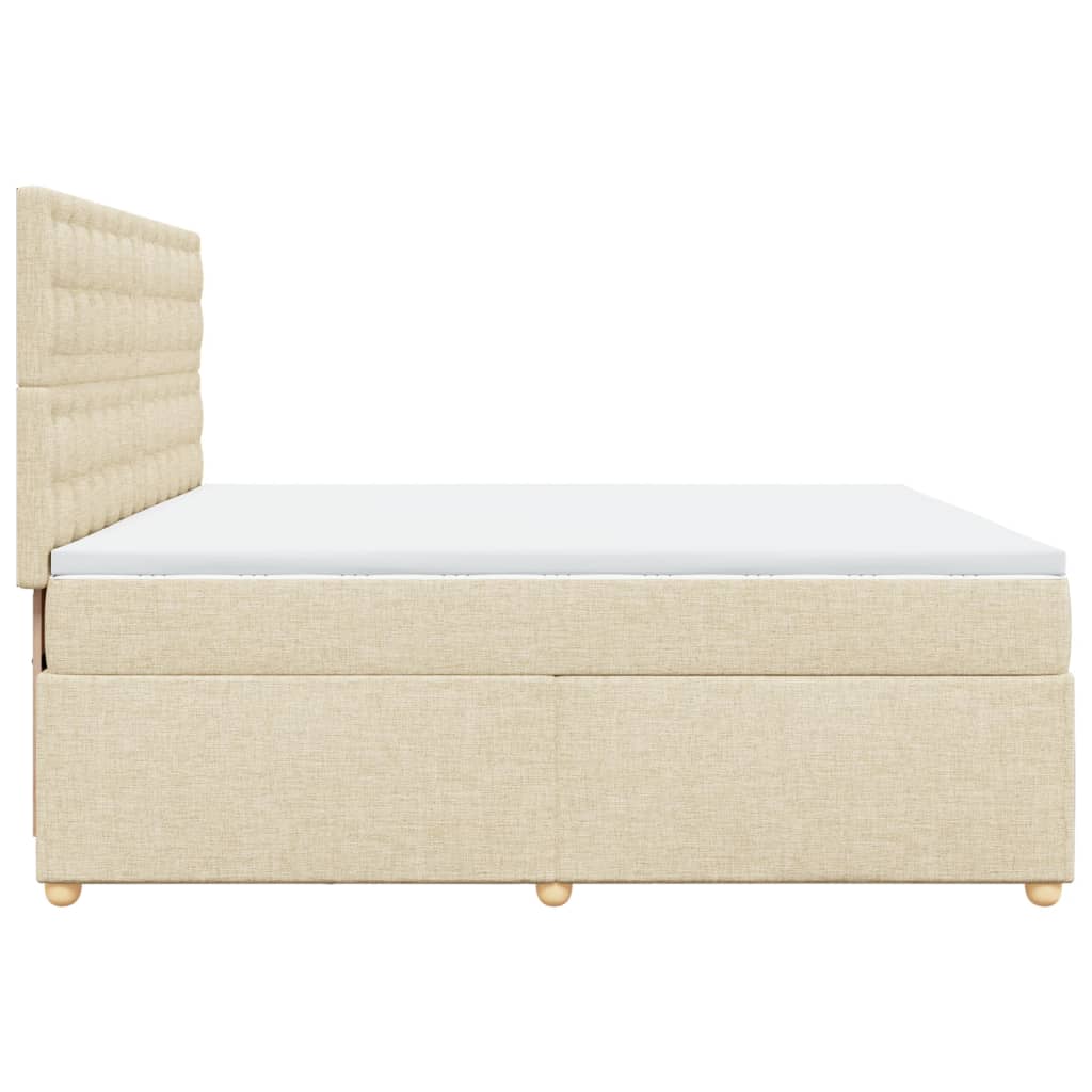 vidaXL Lit tapissier avec matelas Crème 200x200 cm Tissu