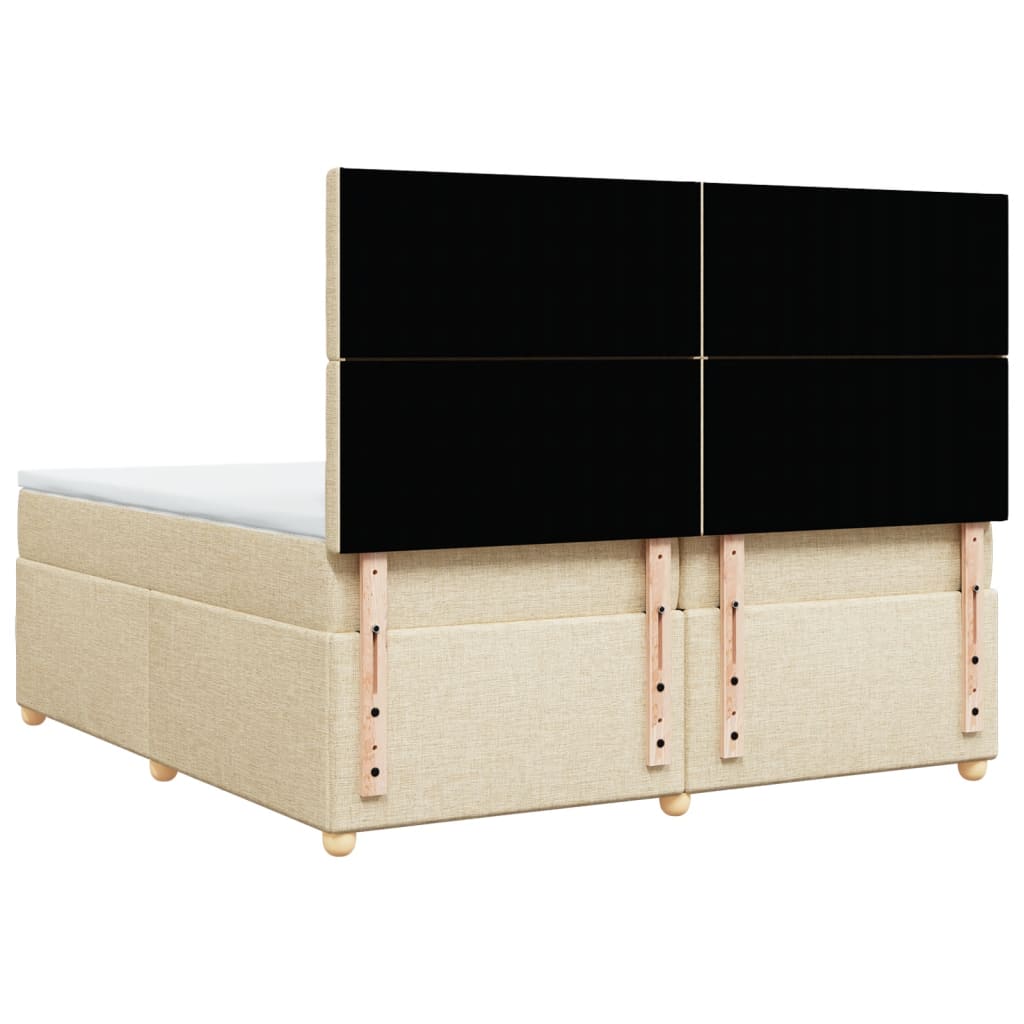 vidaXL Lit tapissier avec matelas Crème 200x200 cm Tissu