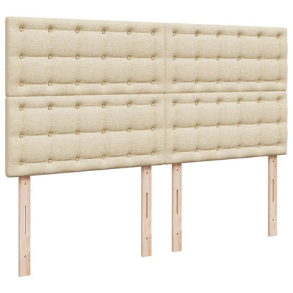 vidaXL Lit tapissier avec matelas Crème 200x200 cm Tissu