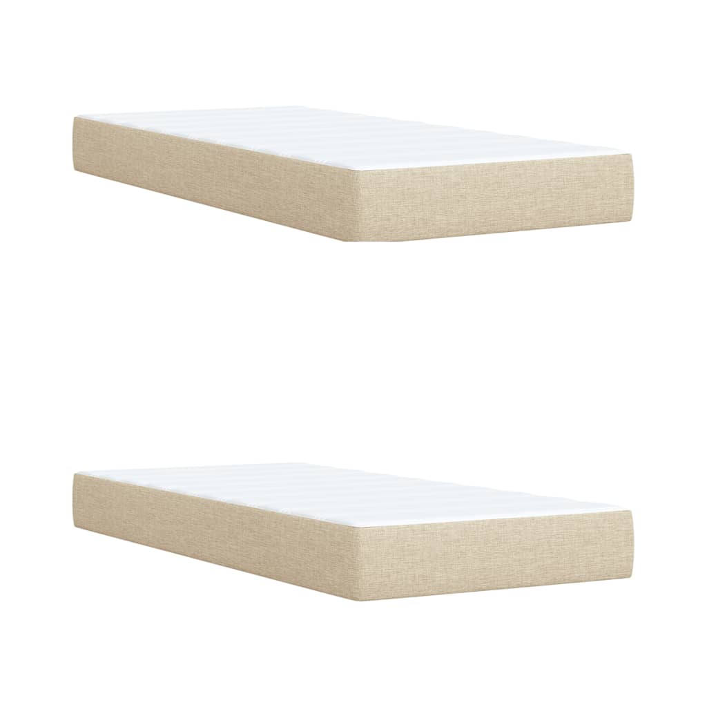 vidaXL Lit tapissier avec matelas Crème 200x200 cm Tissu