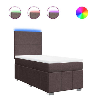 vidaXL Lit boxspring avec matelas Marron foncé 90x200 cm Tissu