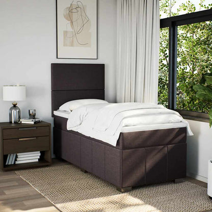 vidaXL Lit boxspring avec matelas Marron foncé 90x200 cm Tissu