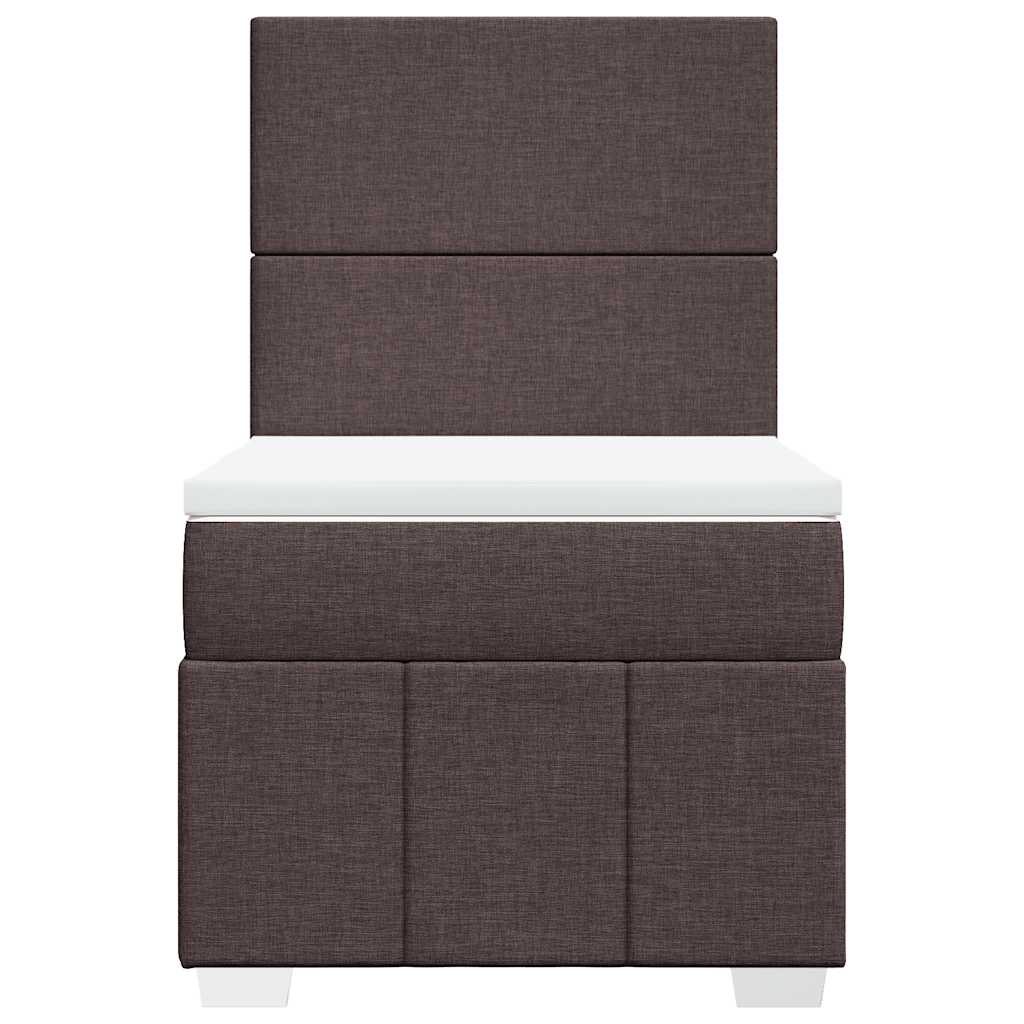 vidaXL Lit boxspring avec matelas Marron foncé 90x200 cm Tissu