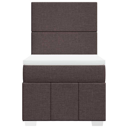 vidaXL Lit boxspring avec matelas Marron foncé 90x200 cm Tissu