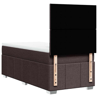 vidaXL Lit boxspring avec matelas Marron foncé 90x200 cm Tissu