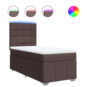 vidaXL Lit boxspring avec matelas Marron foncé 90x200 cm Tissu