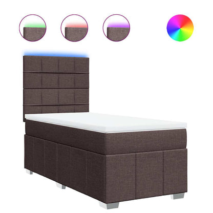 vidaXL Lit boxspring avec matelas Marron foncé 90x200 cm Tissu
