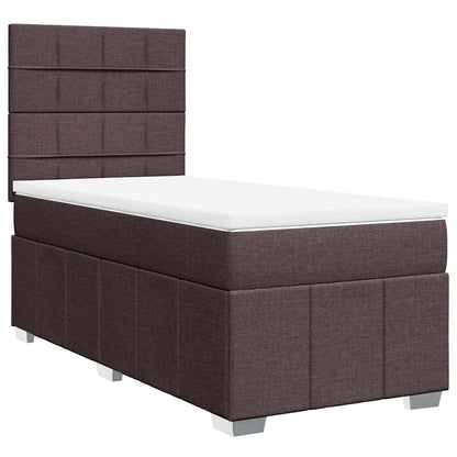 vidaXL Lit boxspring avec matelas Marron foncé 90x200 cm Tissu