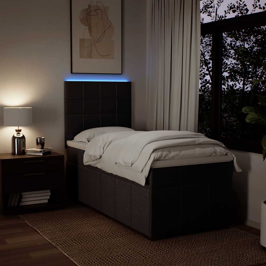vidaXL Lit boxspring avec matelas Marron foncé 90x200 cm Tissu