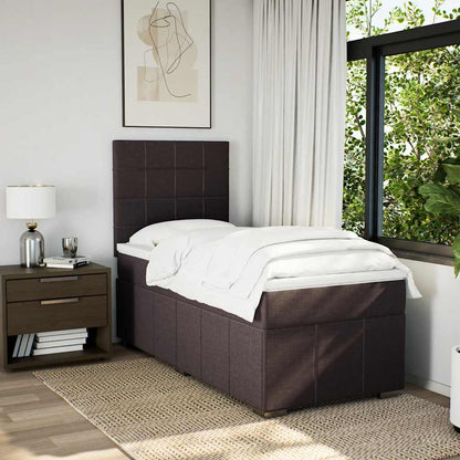 vidaXL Lit boxspring avec matelas Marron foncé 90x200 cm Tissu