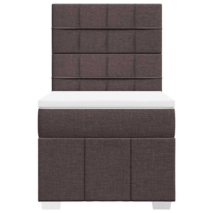 vidaXL Lit boxspring avec matelas Marron foncé 90x200 cm Tissu