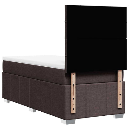 vidaXL Lit boxspring avec matelas Marron foncé 90x200 cm Tissu