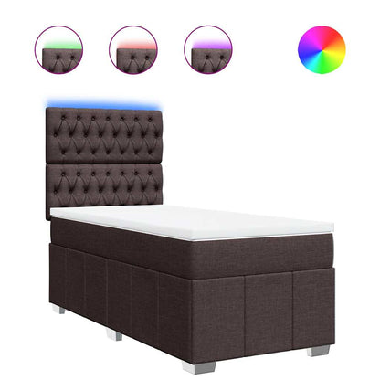 vidaXL Lit boxspring avec matelas Marron foncé 90x200 cm Tissu
