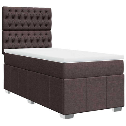 vidaXL Lit boxspring avec matelas Marron foncé 90x200 cm Tissu