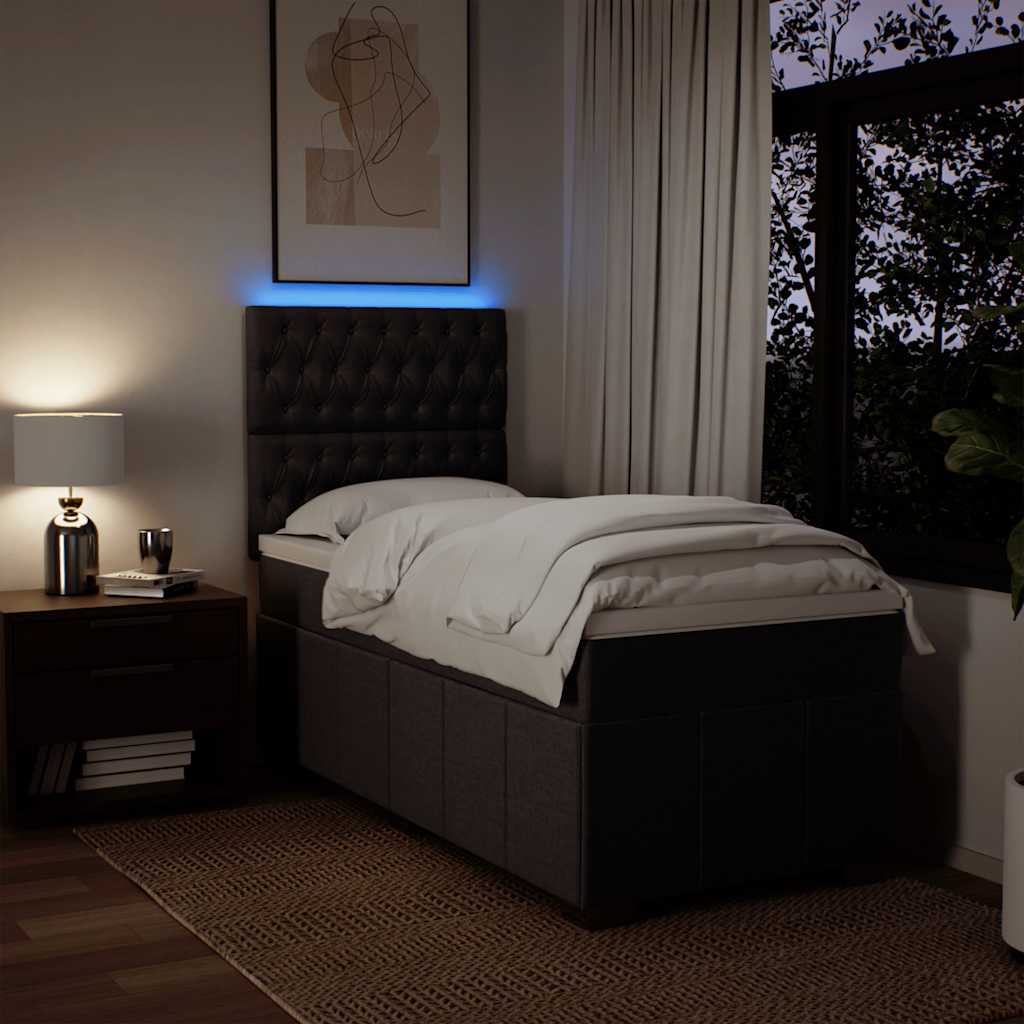 vidaXL Lit boxspring avec matelas Marron foncé 90x200 cm Tissu