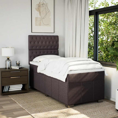 vidaXL Lit boxspring avec matelas Marron foncé 90x200 cm Tissu