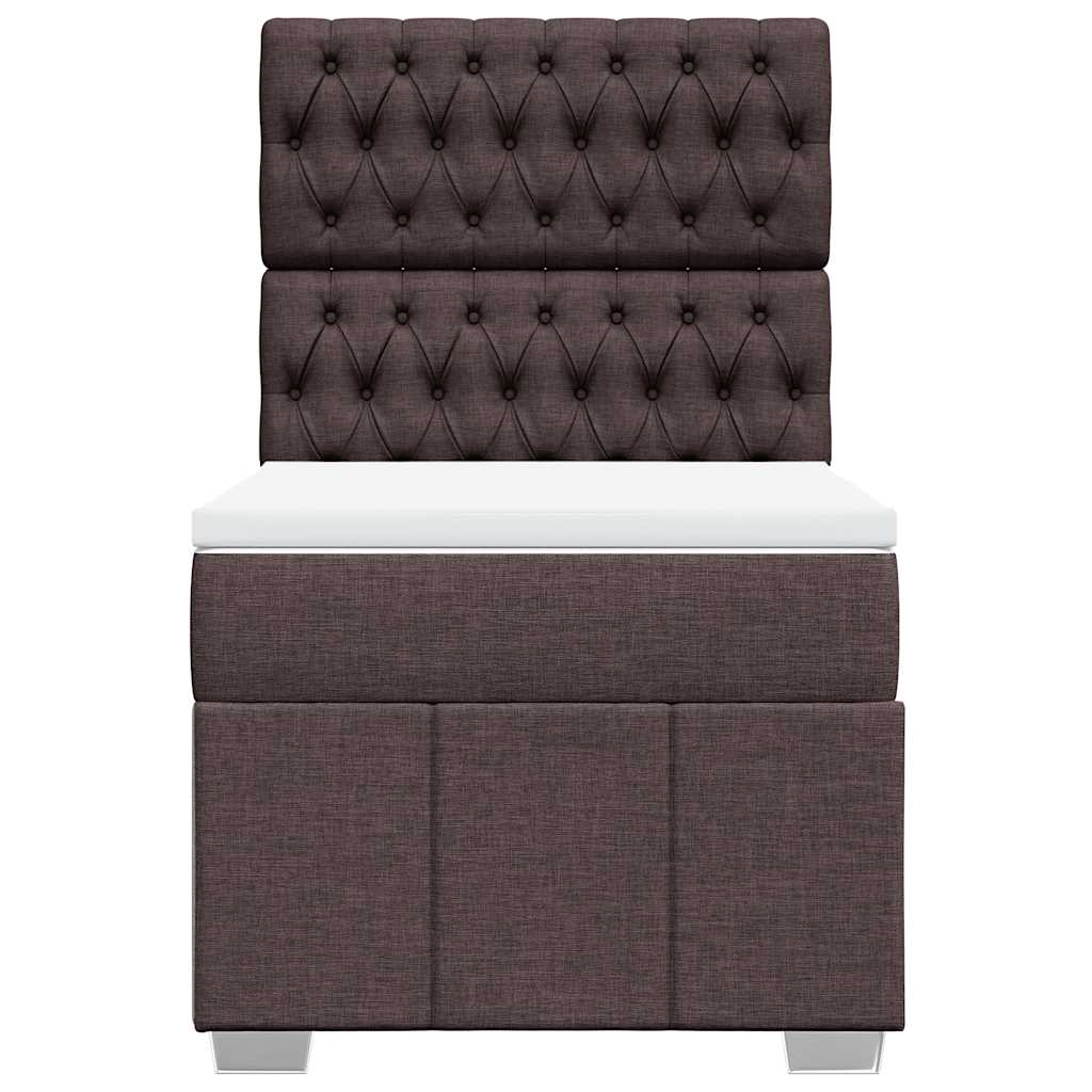 vidaXL Lit boxspring avec matelas Marron foncé 90x200 cm Tissu