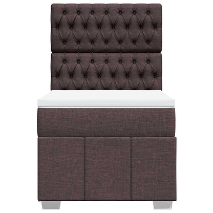 vidaXL Lit boxspring avec matelas Marron foncé 90x200 cm Tissu