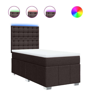 vidaXL Lit boxspring avec matelas Marron foncé 90x200 cm Tissu