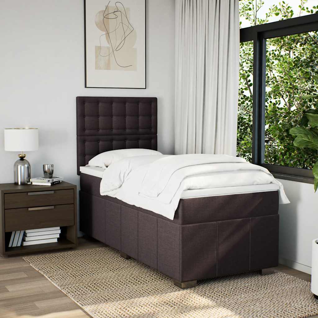 vidaXL Boxspringbett mit Matratze Dunkelbraun 90x200 cm Stoff