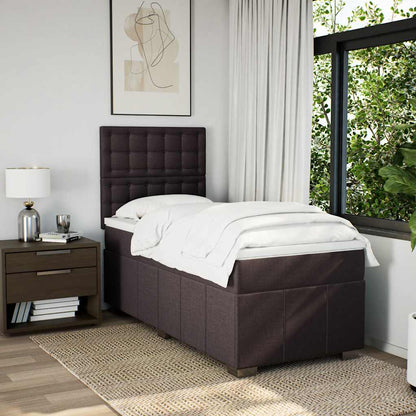 vidaXL Boxspringbett mit Matratze Dunkelbraun 90x200 cm Stoff